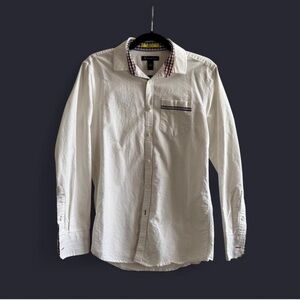 & Other Stories White Button Down Shirt with Plaid Accents